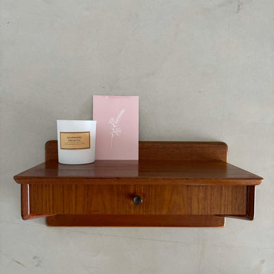 Wandkastje met lade teak - LOUI.STORE