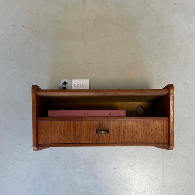 Wandkastje teak met lade en vak - LOUI.STORE