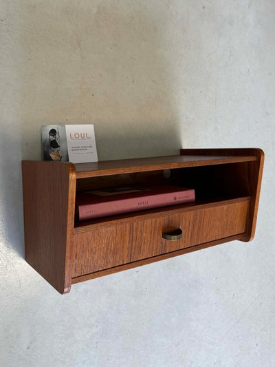 Wandkastje teak met lade en vak - LOUI.STORE