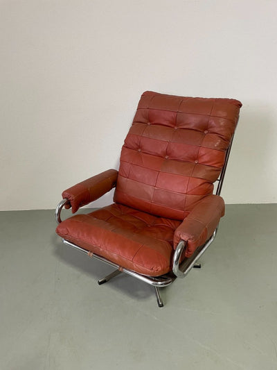 Buisframe leren fauteuil - LOUI.STORE