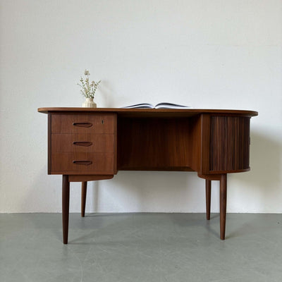 Bureau teak tambour deur - LOUI.STORE