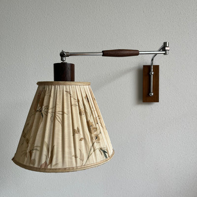 Vintage wandlamp met zwenkarm palissander