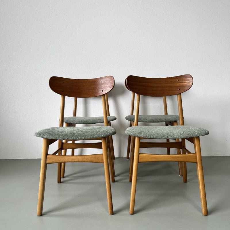 Set stoelen teak en beuk groen - LOUI.STORE