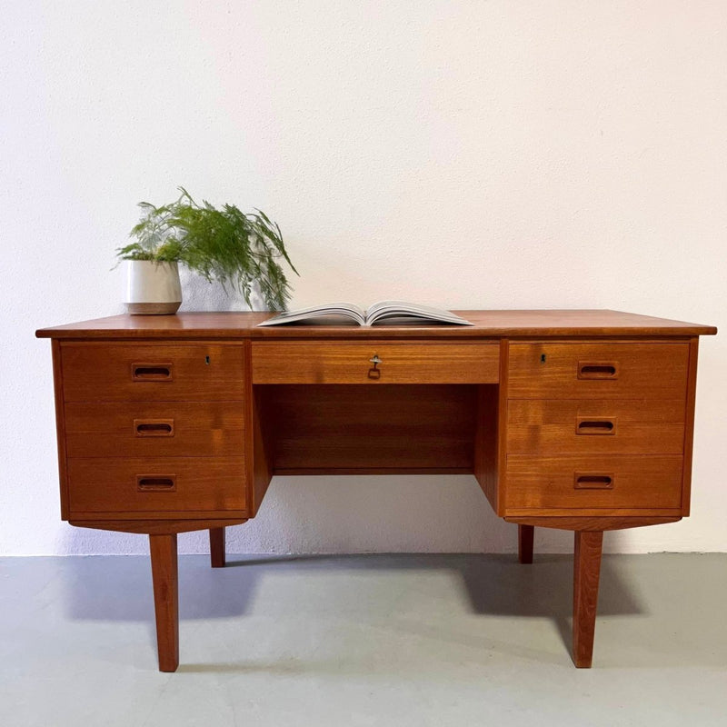 Teak bureau 2 kanten - LOUI.STORE