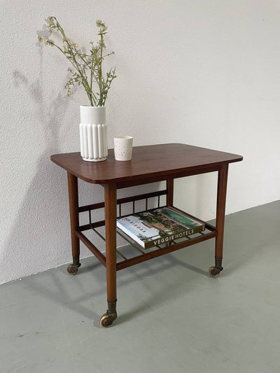 Trolley (bijzettafel) in teak met rek - LOUI.STORE